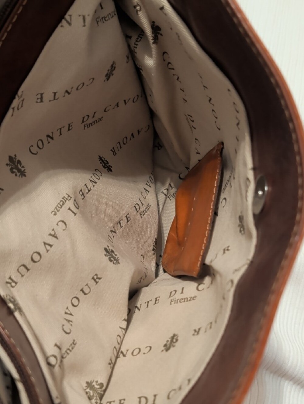 Conte Di Cavour Leather Shoulder Bag in Cognac Orangey Brown - Picture 11 of 15
